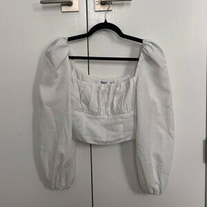 Princess Polly White Long Sleeve Crop Top